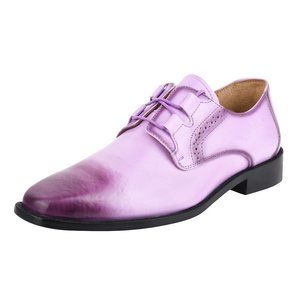 LIBERTYZENO Mens Oxford Burnished Toe Lace Up Genuine Leather Dress Shoes